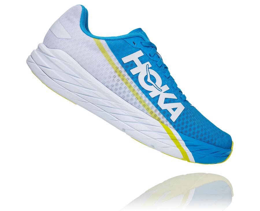 Tenis Hoka One One Feminino Branco/Azuis - Rocket X - 137-UDFAZE